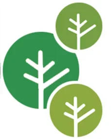 Röingegårdens logotyp – tre träd